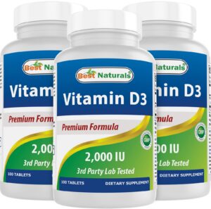 Best Naturals vitamina D3 2000 IU 100 tabletas pack de 3