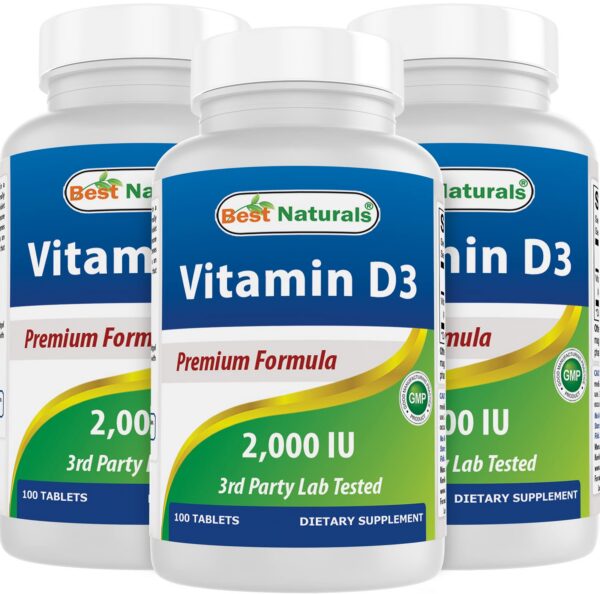 Best Naturals vitamina D3 2000 IU 100 tabletas pack de 3