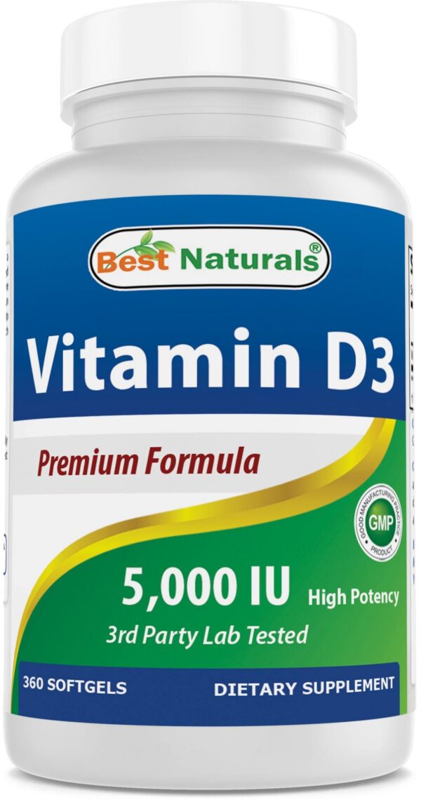 Version 1.0.0 Best Naturals Vitamina D3 5000 UI 360 cápsulas blandas envase