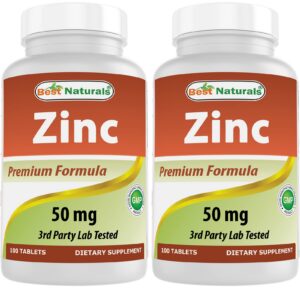 Best Naturals Zinc 50 mg etiqueta frontal