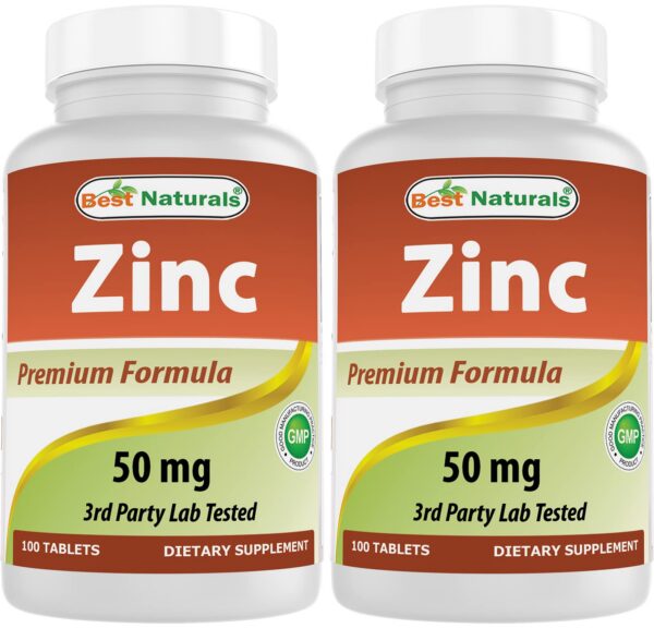 Version 1.0.0 Best Naturals Zinc 50 mg etiqueta frontal