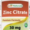 Best Naturals zinc citrato frasco y etiqueta