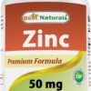Frasco de Best Naturals zinc gluconato 50 mg tabletas