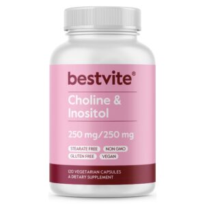 Frasco de BESTVITE Choline Inositol 500 mg cápsulas