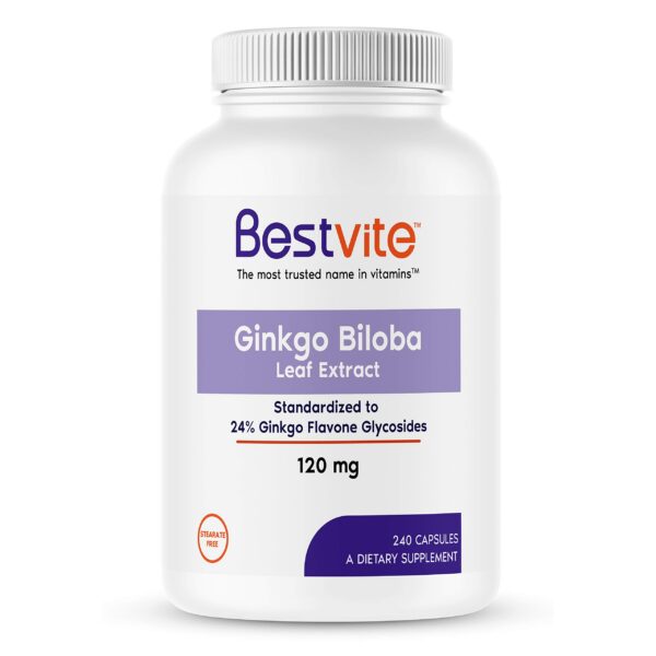 BESTVITE Ginkgo Biloba 120mg 240 cápsulas saludables y puras