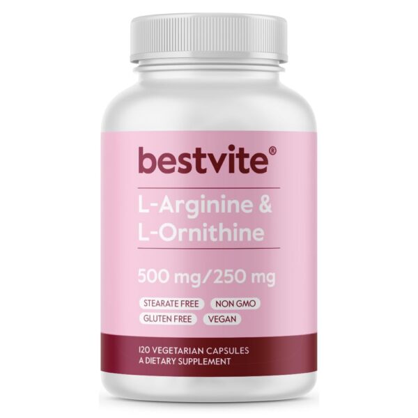 Frente de la etiqueta de BESTVITE L-Arginine L-Ornithine