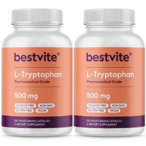 BESTVITE L-Triptófano cápsulas vegetarianas 500 mg paquete de 2