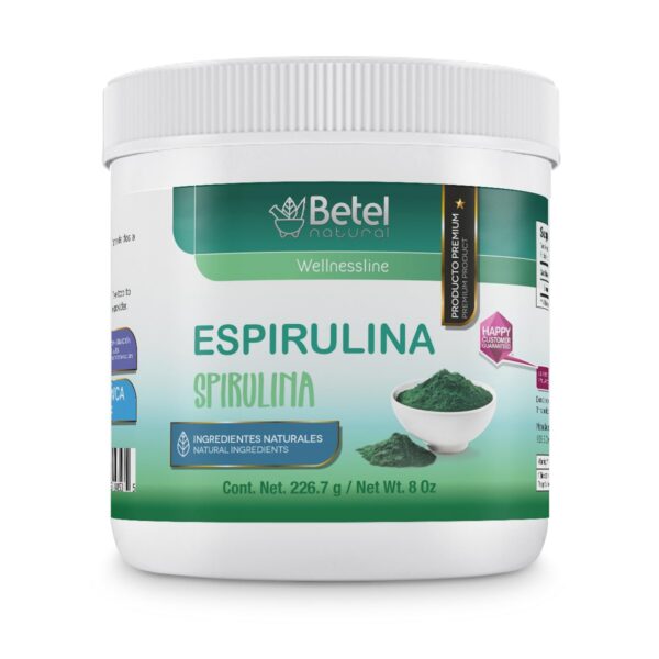 Betel Natural espirulina en polvo orgánico empaque frontal