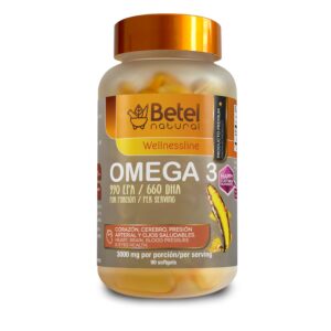 Betel Natural Omega 3 cápsulas blandas frente a fondo blanco
