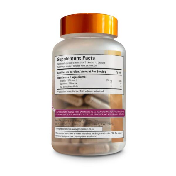 Etiqueta de Betel Natural Vitamin C 900 mg