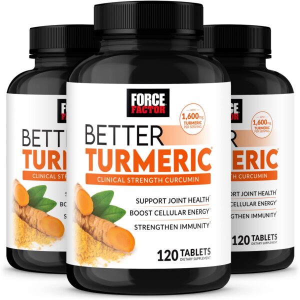 Better Turmeric Force Factor suplemento para articulaciones empaque blanco
