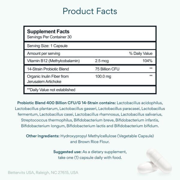 Version 1.0.0 Interior de la caja de Bettervits Probiotics