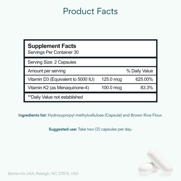 Detalle de etiqueta Bettervits Vitamin D