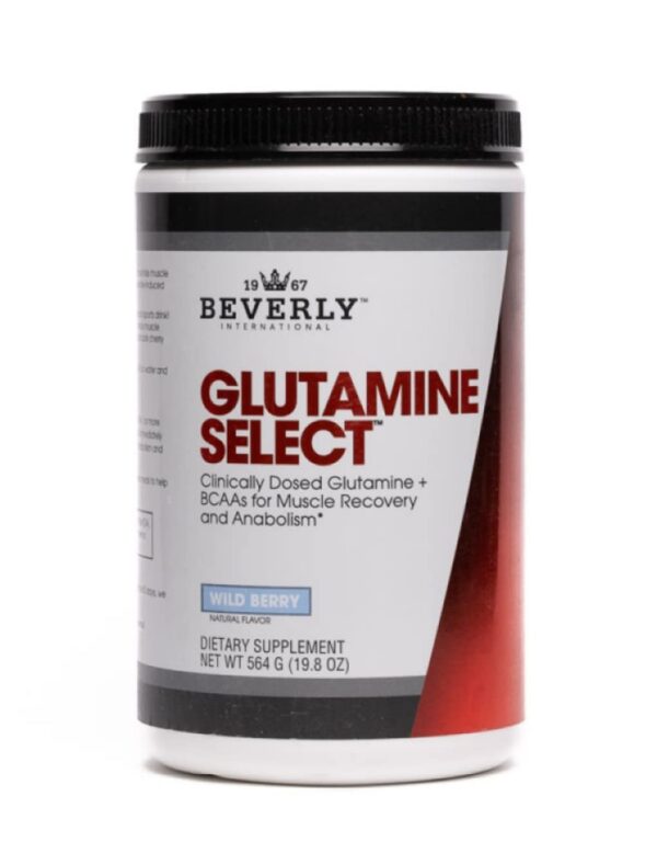 Frente de la botella Beverly International Glutamine Select