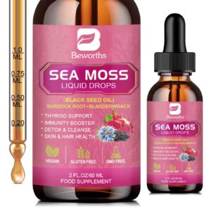Gotas Sea Moss con aceite de semilla negra frente