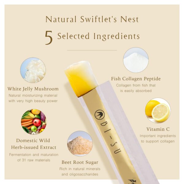 Extracto de swiftlet y colágeno en etiqueta