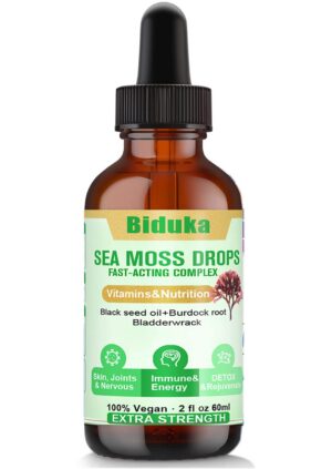 Frasco de Biduka Sea Moss irlandés con etiqueta