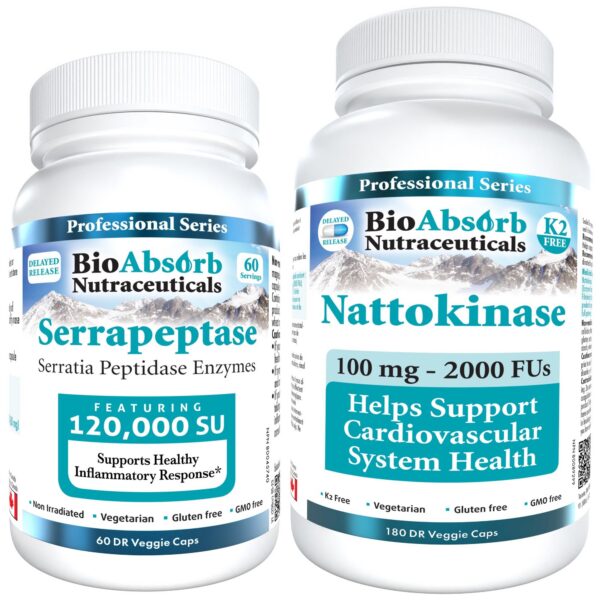 Frente del envase nattokinase y serrapeptasa