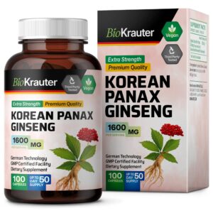botella BIO KRAUTER cápsulas ginseng rojo coreano fuerza 1600mg