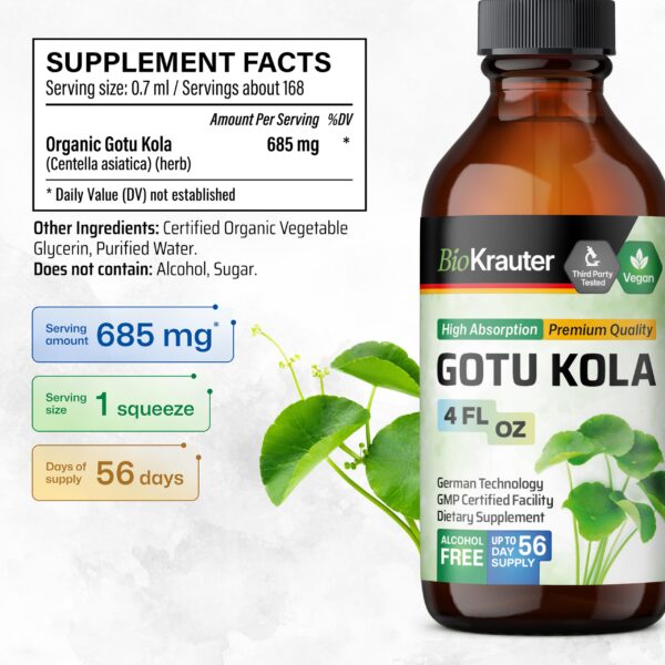 Version 1.0.0 Etiqueta con detalles de tintura BIO KRAUTER gotu kola sin azúcar ni azucar
