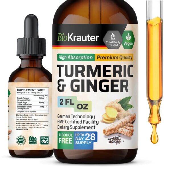 BIO KRAUTER tintura vegana cúrcuma y jengibre frasco