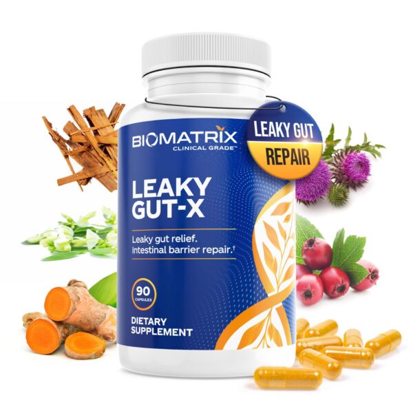 Frente de BioMatrix Leaky Gut-X cápsulas vegetales
