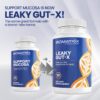 Etiqueta del frasco Leaky Gut-X y logos