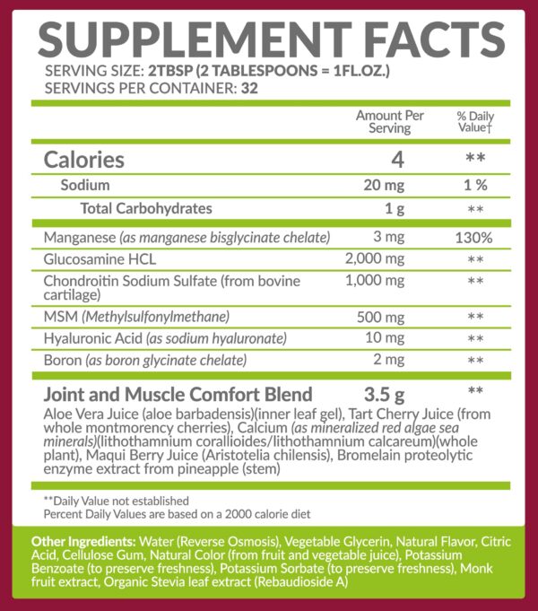 Etiqueta de Bio Naturals glucosamina liquida
