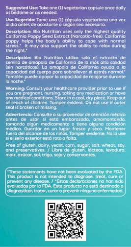 Version 1.0.0 Frasco lateral Bio Nutrition Amapola California suplemento relajante