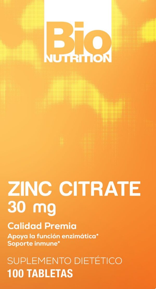 Bio Nutrition Zinc Citrate frasco espalda