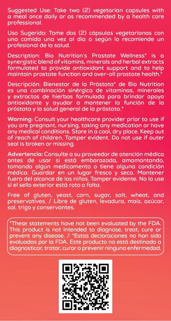 Contenido y frasco Bio Próstata 60 cápsulas