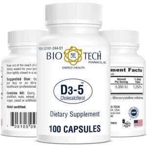Bio Tech Vitamina D-3 cápsulas botella frontal