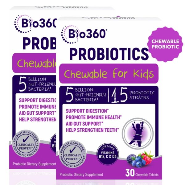 Bio360 probióticos para niños 60 cápsulas sabor bayas
