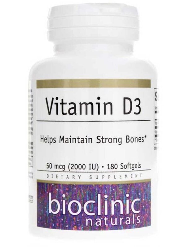 Frasco Bioclinic Naturals Vitamina D3 180 cápsulas