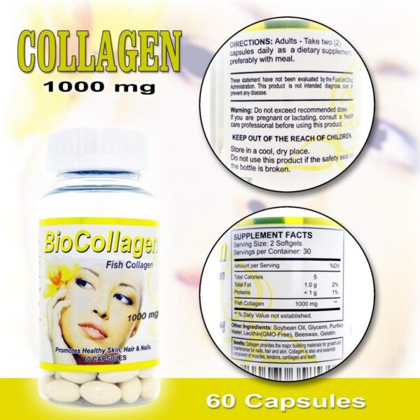 Lado del envase Biocollagen Bio Colágeno Vitamina C 60 cápsulas