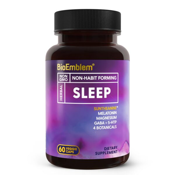 BioEmblem ayuda natural para dormir suplemento melatonina 60 cápsulas