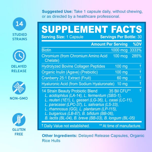 Cepas probióticas BioEmblem en etiqueta