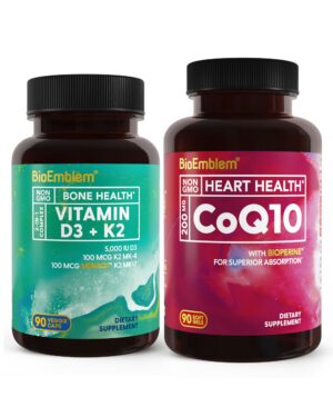 Frente de BioEmblem vitamina D3+K2 cápsulas CoQ10