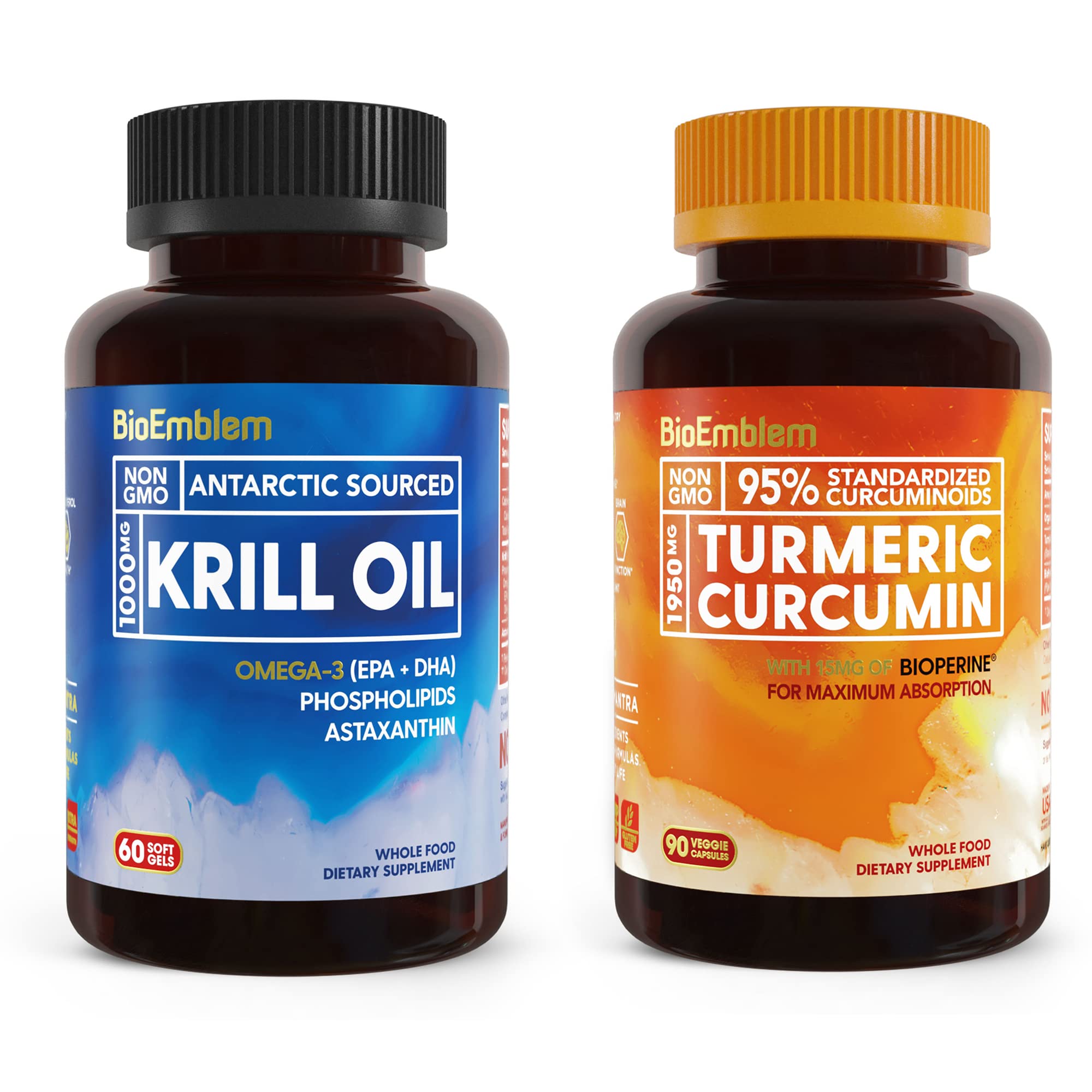 BioEmblem cápsulas de krill antártico y cúrcuma con BioPerine