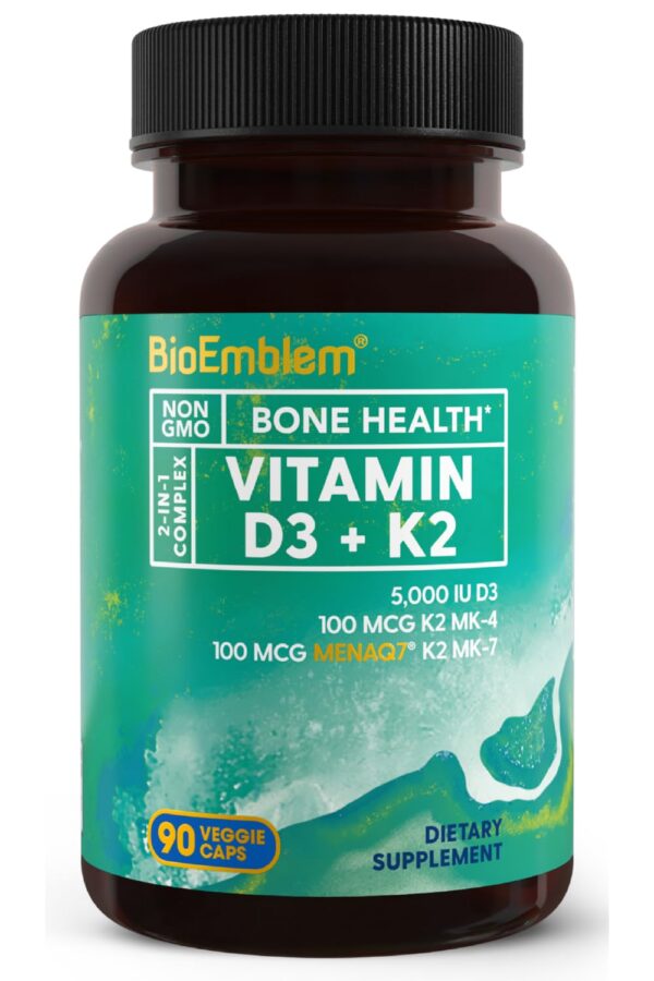 Cápsulas BioEmblem cúrcuma y vitaminas D3 K2 paquete