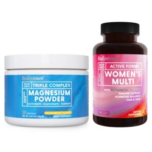 BioEmblem multivitamínico para mujeres polvo de magnesio frente