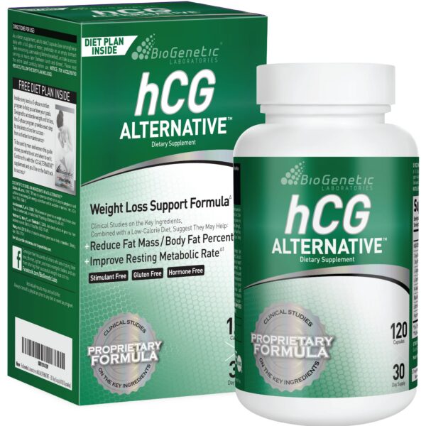 Frasco de BioGenetic hCG Alternative con cápsulas