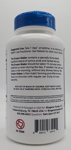 Biogenic Foods Dream Maker cápsulas vegetales detalle