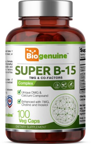 Biogenuine Super B-15 suplemento 100 cápsulas vegetales frasco