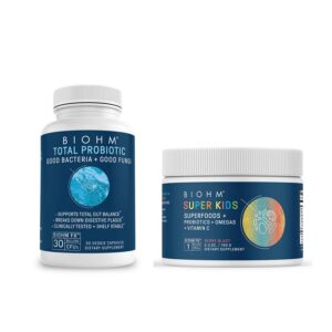 Paquete probiótico BIOHM Total y Super Kids para salud intestinal