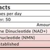 Etiqueta de ingredientes y porciones Biom NAD+NMN