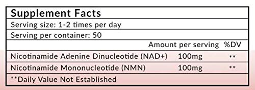 Etiqueta de ingredientes y porciones Biom NAD+NMN