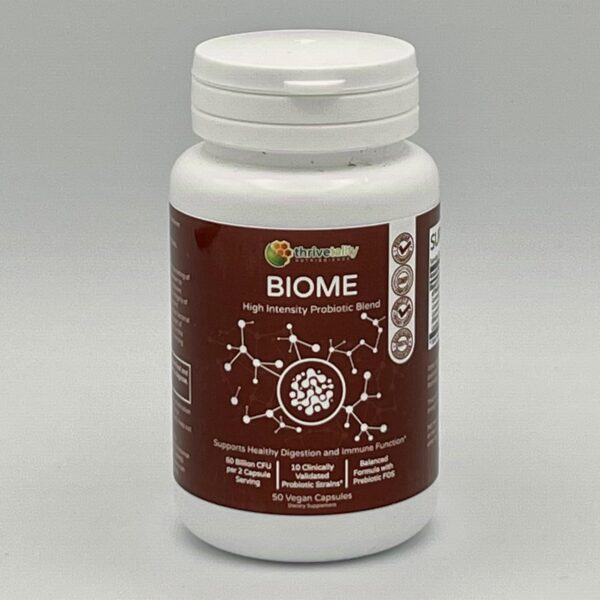 Producto BIOME mezcla probiótica Thrivetality frasco