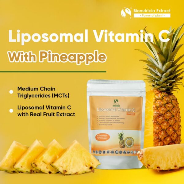 Frasco de polvo liposomal vitamina C piña