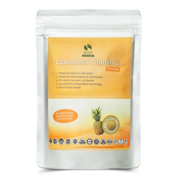 BIONUTRICIA liposomal vitamina C polvo piña etiqueta frontal